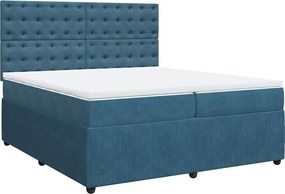 vidaXL Κρεβάτι Boxspring με Στρώμα Μπλε 200x200 εκ. Βελούδινο