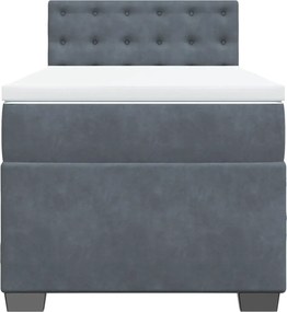 vidaXL Κρεβάτι Boxspring με Στρώμα Σκούρο Γκρι Single Βελούδινο