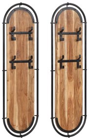 Κρεμάστρες Τοίχου Επιτοίχιες με 4 Γάντζους 2 τεμ. Μασίφ Μάνγκο