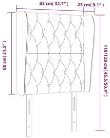Κεφαλάρι με Πτερύγια Σκούρο Γκρι 83x23x118/128 εκ. Βελούδινο 3118323