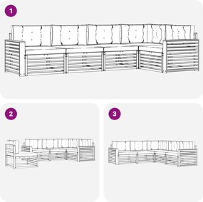vidaXL Σειρά Καναπέ Εξωτερικού 5 pcs Άσπρο και Ανθρακί