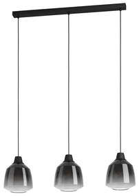 Φωτιστικό Οροφής - Ράγα Sedbergh 43822 90x20x110cm 3xΕ27 40W Black-Smoke Eglo Steel,Glass