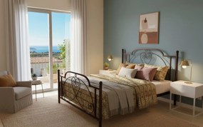 Κρεβάτι Έλλη-150x200-Καφέ Σφυρίλατο-Με ποδαρικό