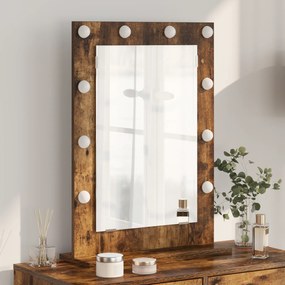 vidaXL Καθρέφτης Vanity Καπνιστό ξύλο Ξύλο, Γυαλί 70 x 50 x 18 εκ
