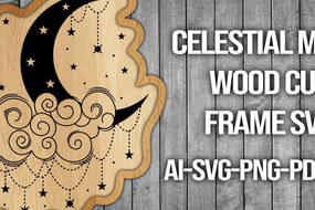 Σετ των 2 Intra απο ξύλο plywood 3mm-4mm πάχος Πλαίσιο κοπής ξύλου Celestial Moon Δίασταση 20x30 cm INTRAFABR-45741374