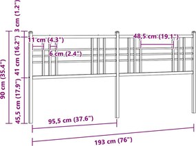 vidaXL Ανταλλακτικό κεφαλάρι Λευκό 193 εκ. Μεταλλικό