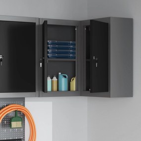 vidaXL Γωνιακό Ντουλάπι Τοίχου με Κλειδαριά Μαύρο Ατσάλι