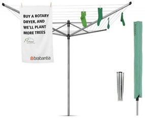 Brabantia Lift-O-Matic για εξωτερικούς χώρους 90300270, 60 m, Ρυθμιζόμενο ύψος, Μεταλλική ακίδα εκσκαφής, Θήκη, Ανθεκτικό στη διάβρωση, Inox