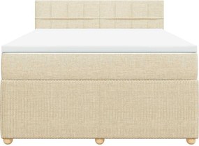 vidaXL Κρεβάτι Boxspring με Στρώμα Κρεμ 140x190 εκ. Υφασμάτινο