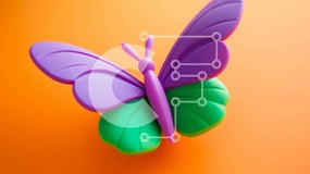 Intra Συλλεκτικό Ξύλινο Παζλ Plywood  4mm - Πολύχρωμο παιχνίδι πεταλούδων σε πορτοκαλί φόντο Σε Ξύλινο Κουτί - Διαστάσεις Puzzle: 10x10 cm – 25 κομμάτια