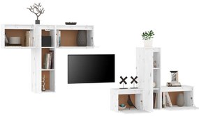 vidaXL Έπιπλα Τηλεόρασης 6 τεμ. Λευκά από Μασίφ Ξύλο Πεύκου