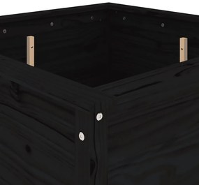 vidaXL Ζαρντινιέρα Μαύρη 82,5 x 82,5 x 78 εκ. από Μασίφ Ξύλο Πεύκου