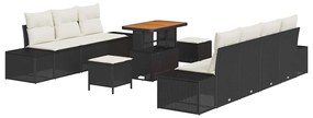 vidaXL Σετ Καναπέ Κήπου με μαξιλάρι 10 pcs Μαύρο Πολυ ράταν