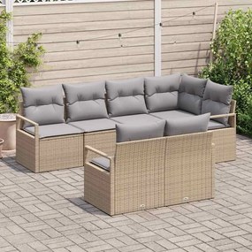 vidaXL Σετ Καναπέ Κήπου με μαξιλάρι 7 pcs Μπεζ, Ανοιχτό Γκρι