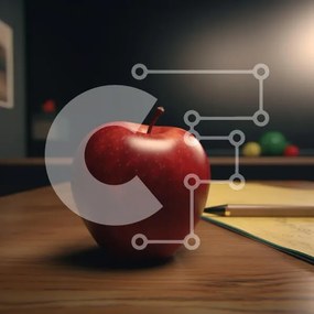 Intra Συλλεκτικό Ξύλινο Παζλ Plywood  4mm - Μήλο και μολύβι στο σχολικό περιβάλλον Σε Ξύλινο Κουτί - Διαστάσεις Puzzle: 10x10 cm – 25 κομμάτια