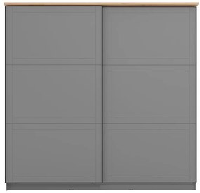Ντουλάπα Valencia 220 Γκρί - Artisan Oak - Γκρί Μάτ 220x62.5x214 εκ. 220x62.5x214 εκ.