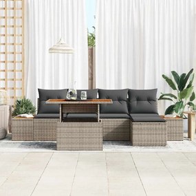 vidaXL Σέτ φαγητού για κήπο με μαξιλάρι 6 pcs Γκρι, Καφέ
