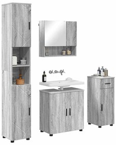 vidaXL Σετ Επίπλων Μπάνιου με πόρτα 4 pcs Γκρι sonoma 61 x 35 x 64 εκ.