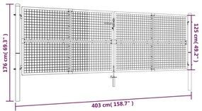 vidaXL Πόρτα Περίφραξης με Πλέγμα Γκρι 400 x 175 εκ. Γαλβαν. Χάλυβας