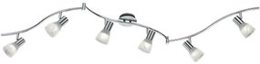 Σποτ Ράγα Εξάφωτη 180xH21cm Led 6xE14 6x470lm 3000lm Nickel Mat-Αλάβαστρος Trio Lighting Levisto 871010607