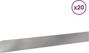 VidaXL Περίγραμμα γκαζόν 20 τμχ. 100 x 12 cm Ανοξείδωτο Ατσάλι Ασημί