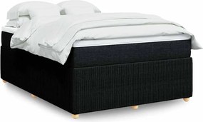 vidaXL Κρεβάτι Boxspring με Στρώμα Μαύρο 140x200 εκ. Υφασμάτινο