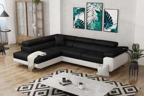 Γωνιακός καναπές Antony-Αριστερή-Λευκό - Μαύρο