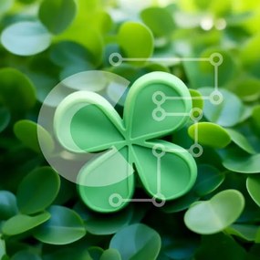 Intra Συλλεκτικό Ξύλινο Παζλ Plywood  4mm - Πράσινο τετράφυλλο τριφύλλι με πράσινα φύλλα Σε Ξύλινο Κουτί - Διαστάσεις Puzzle: 10x10 cm – 25 κομμάτια