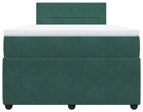vidaXL Κρεβάτι Boxspring με Στρώμα Σκούρο Πράσινο 120x200εκ. Βελούδινο