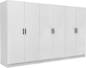 Ντουλάπα ρούχων Victoria Megapap εξάφυλλη χρώμα λευκό 300x60x181εκ.