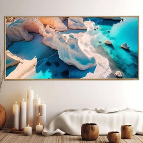 Πίνακας σε Plexiglass με Θέμα &#8221; Σαρακήνικο της Μήλου&#8221; σε ξύλινη Κορνίζα - 80cmx50cm