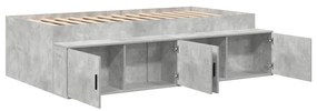 vidaXL Σκελετός Κρεβατιού με συρτάρι Σκυρόδεμα Γκρι 90 x 200 cm