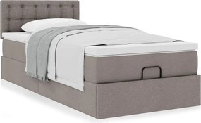 vidaXL Οθωμανικό κρεβάτι με στρώμα Taupe 80x200cm ύφασμα