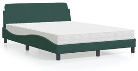 Κρεβάτι με Στρώμα Σκούρο Πράσινο 120x200εκ. Βελούδινο - Πράσινο