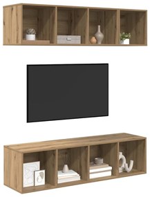 vidaXL Σετ επίπλου τηλεόρασης 3 pcs artisan δρυς Επεξεργασμένο ξύλο