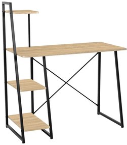 Γραφείο Deckstor με Ραφιέρα Oak &amp; Μαύρο Μεταλλικό Πόδι 102x50x117 εκ. 102x50x117 εκ.