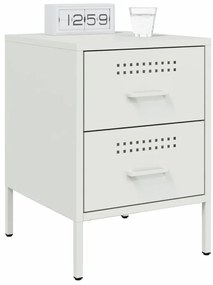 vidaXL Κομοδίνο Λευκό 36x39x50,5 εκ. από Χάλυβα