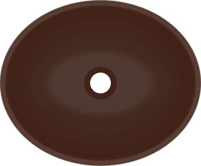 vidaXL Νιπτήρας Πολυτελής Οβάλ Σκούρο Καφέ Ματ 40 x 33 εκ. Κεραμικός
