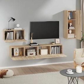 vidaXL Σετ Επίπλων Τηλεόρασης 4 Τεμαχίων Sonoma Δρυς Επεξ. Ξύλο