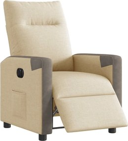 vidaXL Πολυθρόνα Ανακλινόμενη Ηλεκτρική Κρεμ Υφασμάτινη