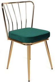 Καρέκλα Yildiz (Σετ 4Τμχ) 974NMB1624 43x42x82cm Green-Gold Βελούδο, Μέταλλο