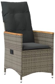 vidaXL Σετ Τραπεζαρίας Κήπου 7 τεμ. Γκρι Συνθ. Ρατάν με Μαξιλάρια