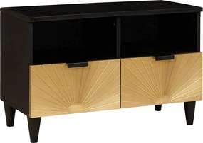 vidaXL Ντουλάπι TV Μαύρο και Χρυσό 70 x 33 x 46 εκ Επεξεργασμένο Ξύλο