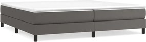 vidaXL Κρεβάτι Boxspring με Στρώμα Γκρι 200x200 εκ. Συνθετικό Δέρμα