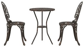 vidaXL Σετ Κήπου Bistro 3 Τεμαχίων σε Μπρονζέ Από Αλουμίνιο