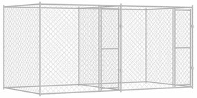 vidaXL Κλουβί σκύλου Ασημί 400 x 200 x 200 εκ. Επικαλυμμένος Χάλυβας