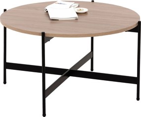 ΤΡΑΠΕΖΙ ΣΑΛΟΝΙΟΥ HM9588.03 MDF ΣΟΝΑΜΑ-ΜΑΥΡΗ ΜΕΤΑΛΛΙΚΗ ΒΑΣΗ Φ80x45Υεκ.