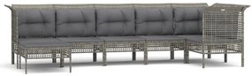 vidaXL Σαλόνι Κήπου 7 Τεμαχίων Γκρι από Συνθετικό Ρατάν με Μαξιλάρια