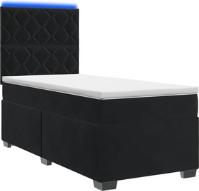 vidaXL Κρεβάτι box spring με στρώμα Μαύρο 80 x 200 cm Βελούδο