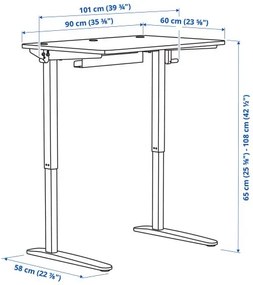 RELATERA σύνθεση γραφείου όρθια/καθιστή θέση, 90x60 cm 795.558.03